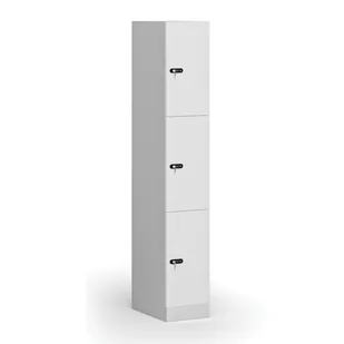 Szafka ubraniowa ze schowkami, 3 schowki, 1850 x 300 x 500 mm, zamek mechaniczny z kodem, drzwi laminowane, biała - Szafki biurowe - miniaturka - grafika 1