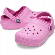 Kapcie damskie - DZIEWCZĘCE KLAPKI CROCS KAPCIE CIEPŁE Z FUTERKIEM - miniaturka - grafika 1