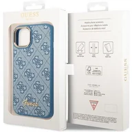Etui i futerały do telefonów - Guess GUHCP14LHG4SHB iPhone 14 Pro 6,1` niebieski/blue hard case 4G Vintage Gold Logo - miniaturka - grafika 1