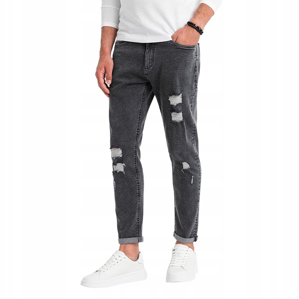 Męskie spodnie jeansowe TAPER FIT grafitowe V3 OM-PADP-0163 XL