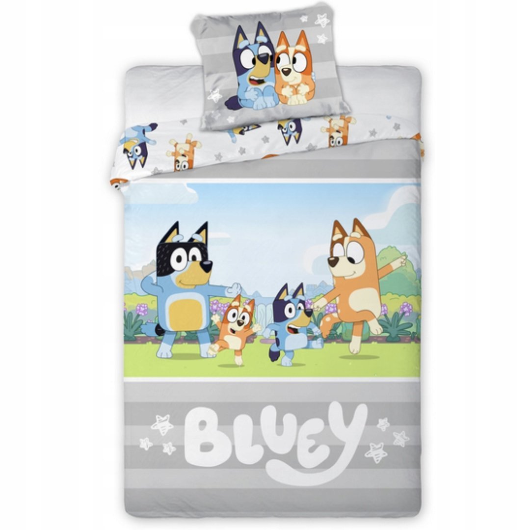 Bluey pościel bawełniana 100x135 40x60 dziecięca kolorowa z zamkiem