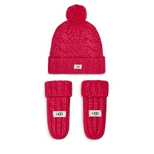 Zestaw Czapka i Rękawiczki Ugg K Infant Knit Set 22726 Różowy - Czapki dla dzieci - miniaturka - grafika 1