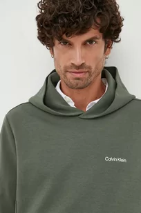 Calvin Klein bluza męska kolor zielony z kapturem gładka - Bluzy męskie - miniaturka - grafika 1