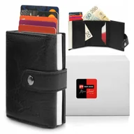 Portfele - Automatyczny PORTFEL na Karty z Ochroną RFID Wysuwany Pako Jeans CZARNY - miniaturka - grafika 1