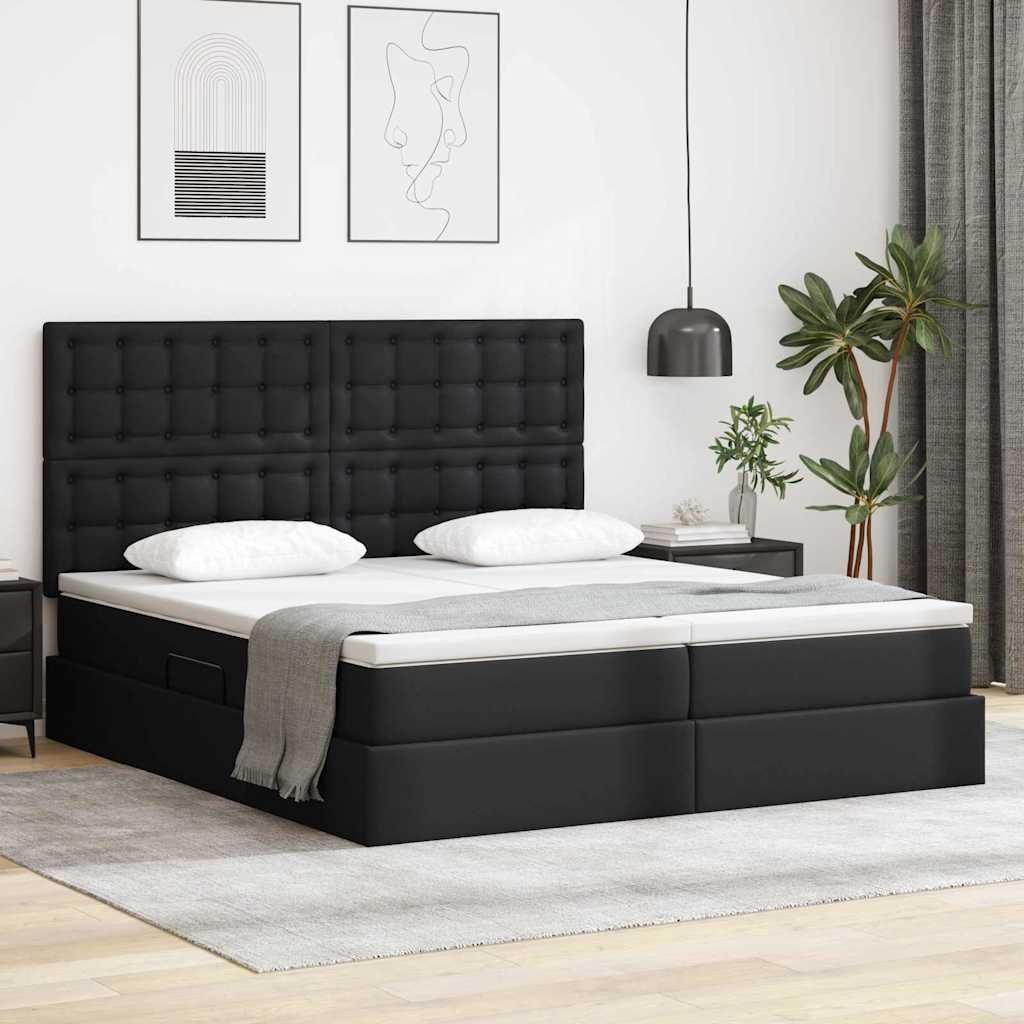 vidaXL vidaXL Łóżko z miejscem na przechowywanie i LED Czarny 180 x 200 cm