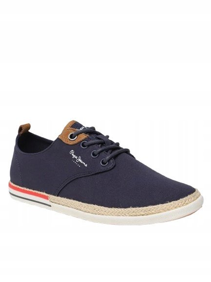 PEPE JEANS GRANATOWE TRAMPKI MĘSKIE SZNUROWANE Z TKANINY 43 AWE