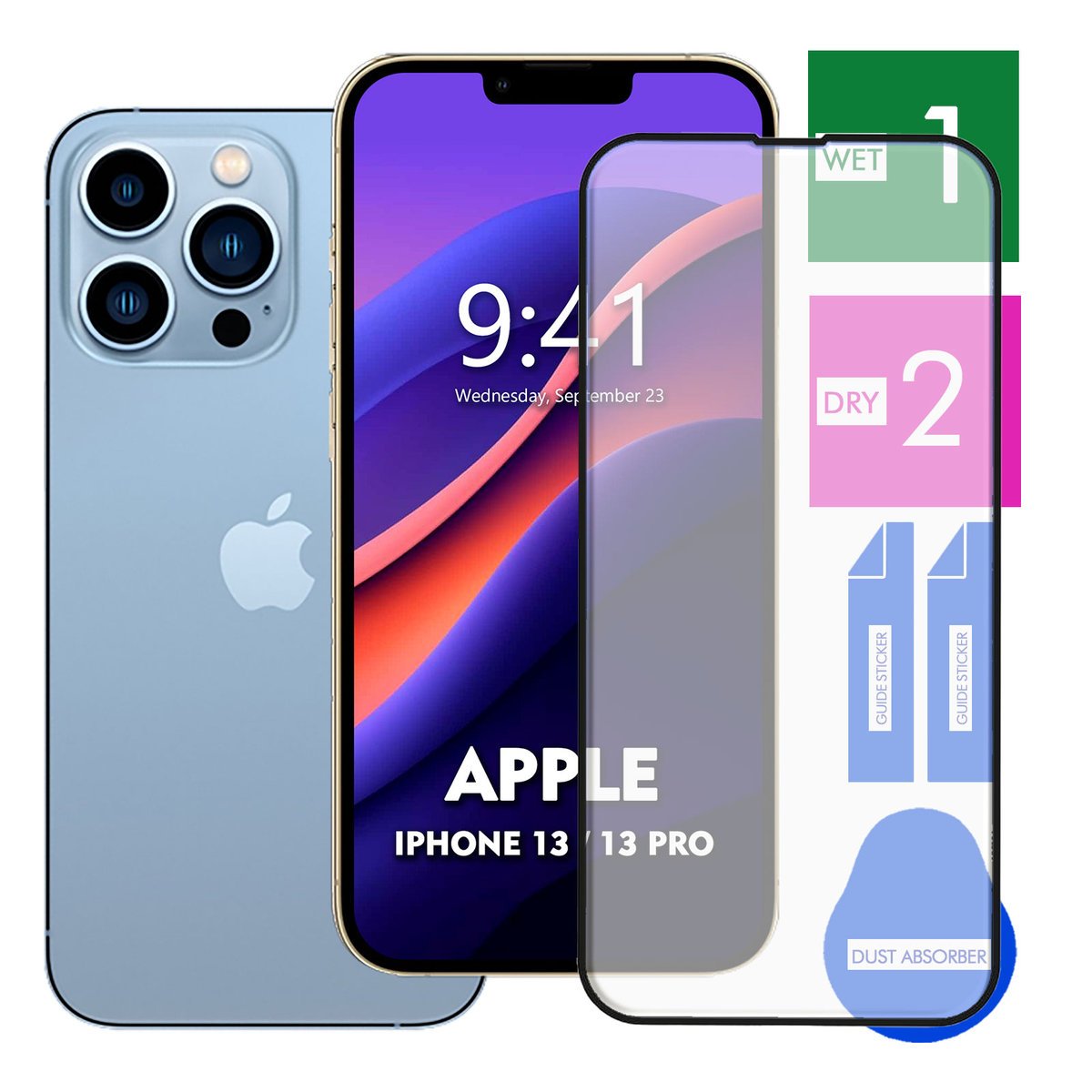 SZKŁO HARTOWANE DO APPLE IPHONE 13 PRO NA TELEFON PEŁNE CAŁY EKRAN 9H 5D