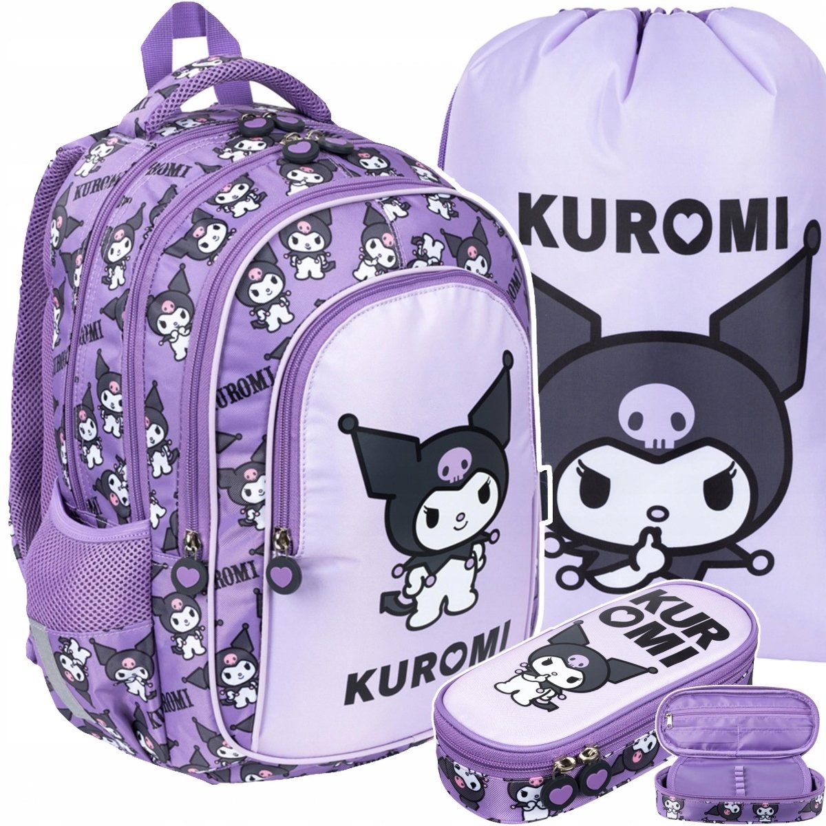 Kuromi Violet Plecak Komplet 3w1 Majewski Dla Dziewczyny 4-komorowy