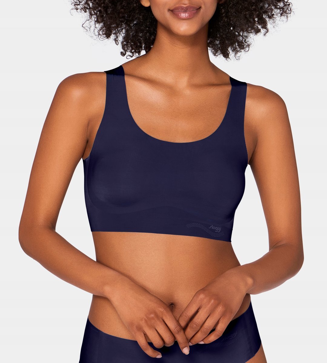 Sloggi biustonosz top ZERO FEEL granatowy bez fiszbin wygodny rozmiar XS