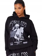 Bluzy damskie - PRETTYLITTLETHING BLUZA CZARNA Z KAPTUREM XL EKK - miniaturka - grafika 1