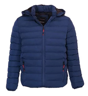Kurtka Jesienno-Zimowa Niebieska z Kapturem, Delikatnie Ocieplana, Pikowana, Męska -PAKO JEANS - Pako Jeans - Kurtki męskie - miniaturka - grafika 1