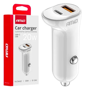 Ładowarka samochodowa usb-a+ usb-c 20w amio-03875 - Ładowarki samochodowe - miniaturka - grafika 1