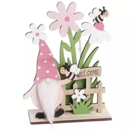 Wyposażenie pokoiku dziecięcego - Krasnal z kwiatami, dekoracja - 19 x 13 cm - miniaturka - grafika 1