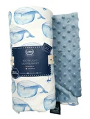 Koce i narzuty dla dzieci - La Millou Lekki Kocyk Minky - L - White Moby - Wind Blue - miniaturka - grafika 1