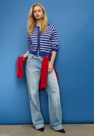 Swetry damskie - Stradivarius Kardigan z dzianiny z guzikami i raglanowymi rękawami Jasnobłękitny M - miniaturka - grafika 1