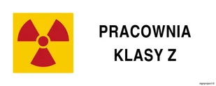 KA010 ZNAK OSTRZEGAWCZY DO OZNAKOWANIA PRACOWNI Z ZAMKNIĘTYMI ŹRÓDŁAMI PROMIENIOTWÓRCZYMI, PN - PŁYTA PCV 1MM; (250X100MM) - Systemy ekspozycyjne i znaki informacyjne - miniaturka - grafika 1