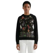 Bluzy damskie - Bluza damska Desigual Fauna z kapturem i haftami czarna-S - DESIGUAL - miniaturka - grafika 1