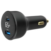 Ładowarki samochodowe - Ładowarka samochodowa GEMBIRD TA-UC-AC2PD65LCD-CAR-01 65 W Czarny - miniaturka - grafika 1