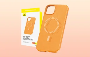 Magnetyczne Etui na telefon iPhone 15 Plus Baseus Fauxther Series (Pomarańczowe) - Etui i futerały do telefonów - miniaturka - grafika 6