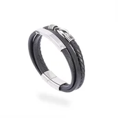 Bransolety męskie - Bransoletka męska potrójna czarna pleciona miejsce na grawer - miniaturka - grafika 1