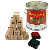 Zabawki kreatywne - 14X Stemple Pieczątki Świąteczne +Tusze Drewniane - miniaturka - grafika 1