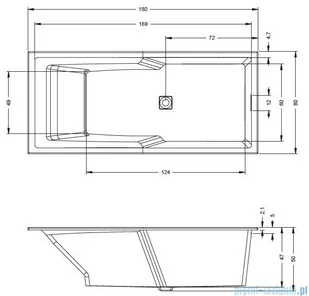 Riho Still Shower wanna prostokątna 180x80cm z hydromasażem Air prawa B103005005 - Wanny z hydromasażem - miniaturka - grafika 2