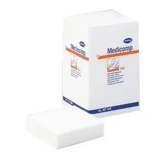 MEDICOMP 7,5cm x 7,5cm kompresy niejałowe, 100 sztuk - Apteczki i materiały opatrunkowe - miniaturka - grafika 1