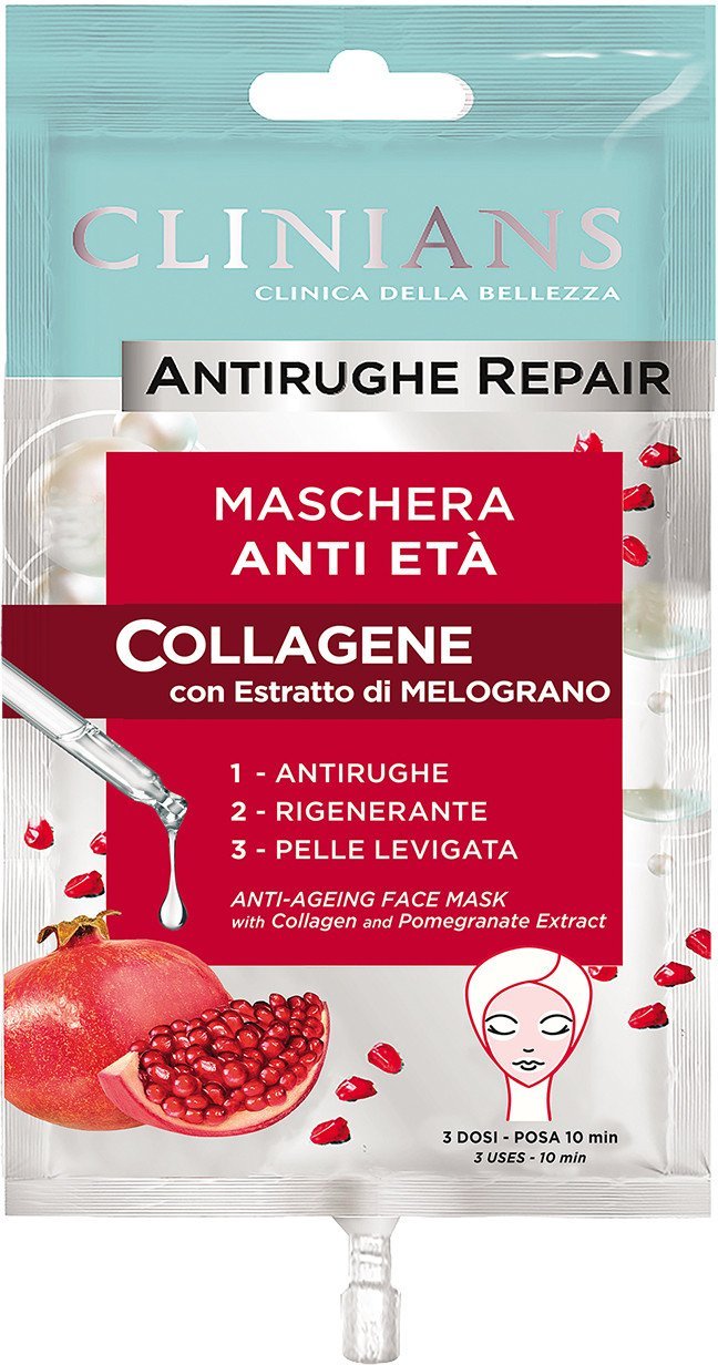 Veido kaukė Clinians Anti-Ageing Collagen & Pomegranate, 15 ml