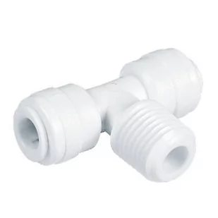 AMTU040404W - Trójnik 2x 1/4" pod przewód x 1/4" GZ - kolor biały - Akcesoria hydrauliczne - miniaturka - grafika 1
