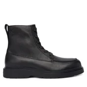 Botki męskie - Trzewiki Calvin Klein Combat Ess Lace Up Apron Lth W YM0YM01375 Czarny - miniaturka - grafika 1