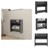 Szafki na buty - vidaXL Ścienna szafka na buty szary wysoki połysk 60x18x60 cm materiał drewnopochodny - Półki i szafki na buty - miniaturka - grafika 1