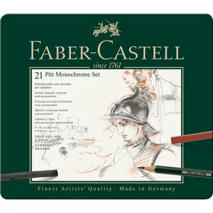 Faber-Castell Pitt Monochrome, zestaw średni, 21 sztuk - Pozostałe akcesoria dla plastyków - miniaturka - grafika 1