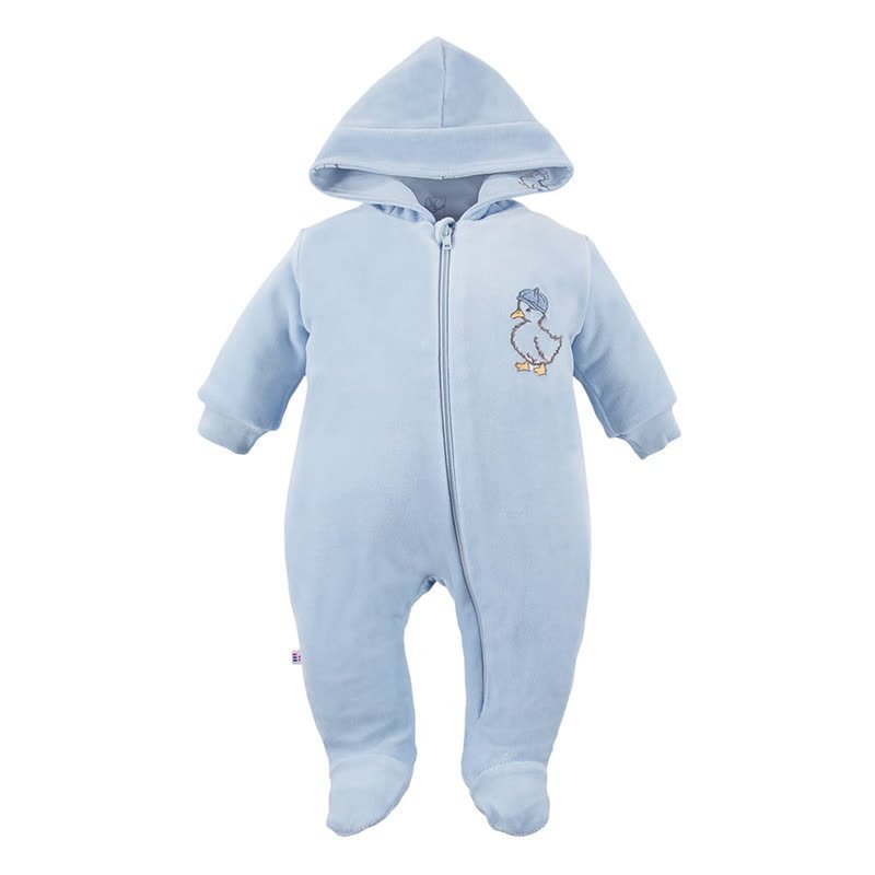 Kombinezon welurowy dziecięcy niebieski z kaczuszką 62