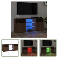 Szafki RTV - The Living Store Szafka pod telewizor z oświetleniem LED Brązowy dąb 120x30x50 cm - miniaturka - grafika 1