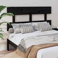 Inne meble do sypialni - Lumarko Wezgłowie łóżka, czarne, 124x3x81 cm, lite drewno sosnowe - miniaturka - grafika 1