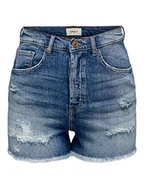 Spodenki damskie - ONLY Damskie szorty ONLJENNA EX HW RAW DNM AZG111, Medium Blue Denim, S, niebieski (medium blue denim), S - miniaturka - grafika 1