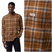 Koszule męskie - Wrangler 1 PKT SHIRT Brown klasyczna koszula bawełniana męska w kratkę 3XL - miniaturka - grafika 1