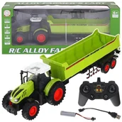 Zabawki zdalnie sterowane - Traktor Zdalnie Sterowany Ciągnik z Przyczepą RC Pilot Światła - zielony - miniaturka - grafika 1