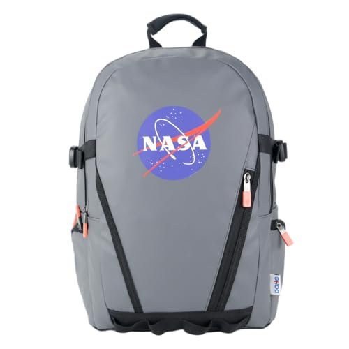 DOHE - Plecak szkolny - 7 kieszeni (1 na laptopa), wodoodporny, duży rozmiar, wzmocnione szelki i plecy, plecak studencki, NASA Grey, przybory szkolne - szary, Szary, 32,5x44x14,5 cm