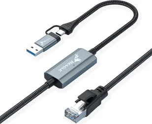Kabel Sieciowy 2W1 Usb-C Usb-A Do Kabla Lan Rj45 1Gbps 2M - Kable miedziane - miniaturka - grafika 1