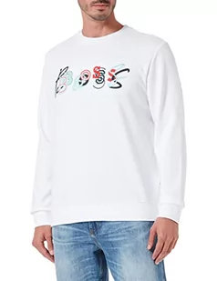 BOSS Męska bluza Welogocrew, biała 100, XXL - Bluzy męskie - miniaturka - grafika 1