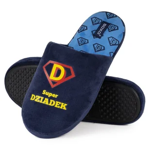 Kapcie dla Dziadka na prezent SOXO Super Dziadek w pudełku prezentowym - 41–42 - Kapcie męskie - miniaturka - grafika 1