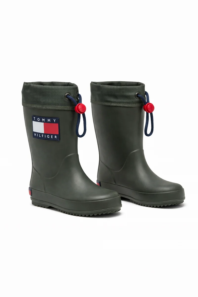 TOMMY HILFIGER DZIECIĘCE KALOSZE WODOODPORNE Z AKCENTEM NA SZNURKU 25 2I4A