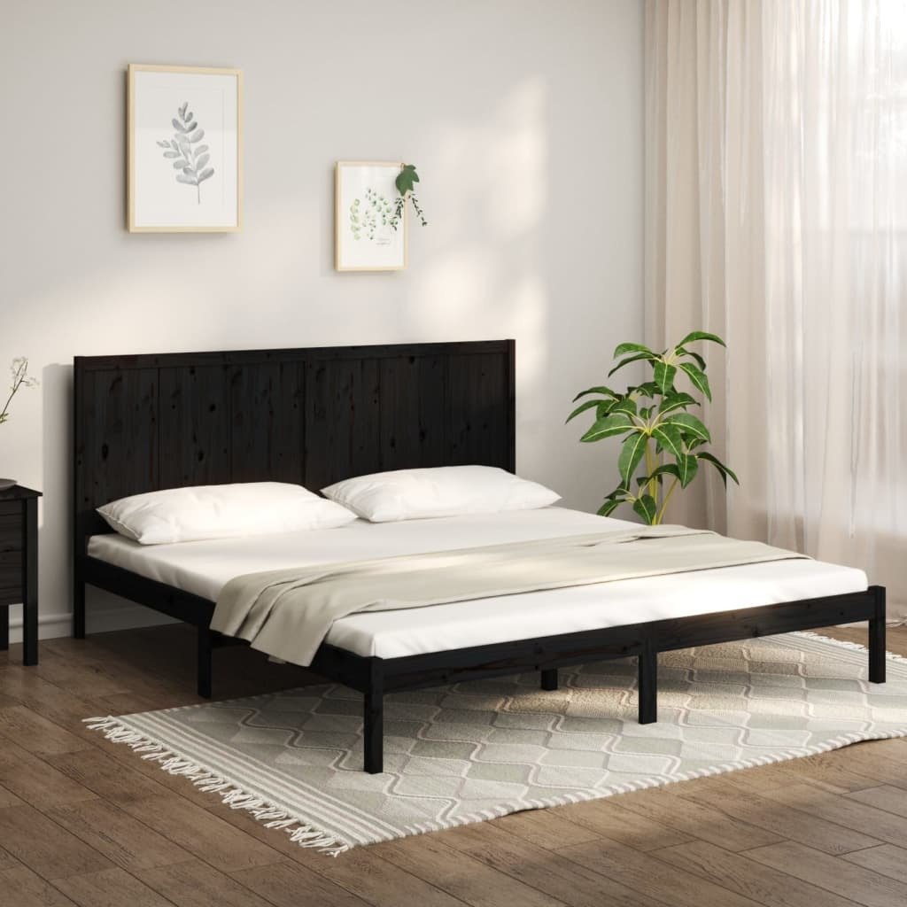 Łóżko z litego drewna sosna czarna 200x200 cm