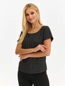 Bluzki damskie - Bluzka damska bluzka krótki rękaw czarna - SBK2919CA - TOP SECRET - Odzieżowy sklep internetowy TOP SECRET - miniaturka - grafika 1