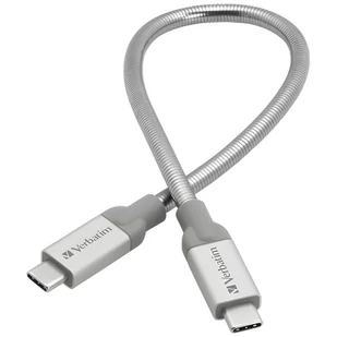 Verbatim Kabel stalowy USB-C/USB-C 3A30cm srebrny/silver 48867 - Kable USB - miniaturka - grafika 1