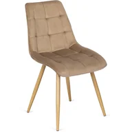 Krzesła - Krzesło Tapicerowane Skandynawskie Welurowe Jadalni Salon Loft Beżowe RODRI - miniaturka - grafika 1
