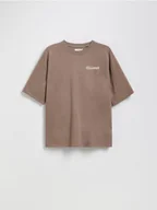 Koszulki dla chłopców - Reserved - Bawełniany t-shirt - beżowy - miniaturka - grafika 1