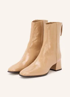 Unisa Botki Lakierowane Lucas beige - UNISA - Botki damskie - miniaturka - grafika 1