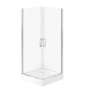 Kabiny prysznicowe - Kabina prysznicowa Cersanit Moduo 90x90x195 kwadratowa chrom transparentne z brodzikiem tako 16 cm biały S601-483 - miniaturka - grafika 1